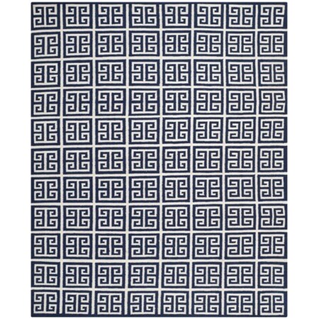 Safavieh Dhurries Hand Woven Flat Weave Large Rectangle Rug- Navy - Ivory- 10 x 14 ft. DHU626D-10